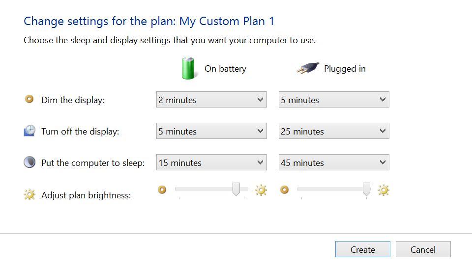 Windowsの電源設定コントロールパネル